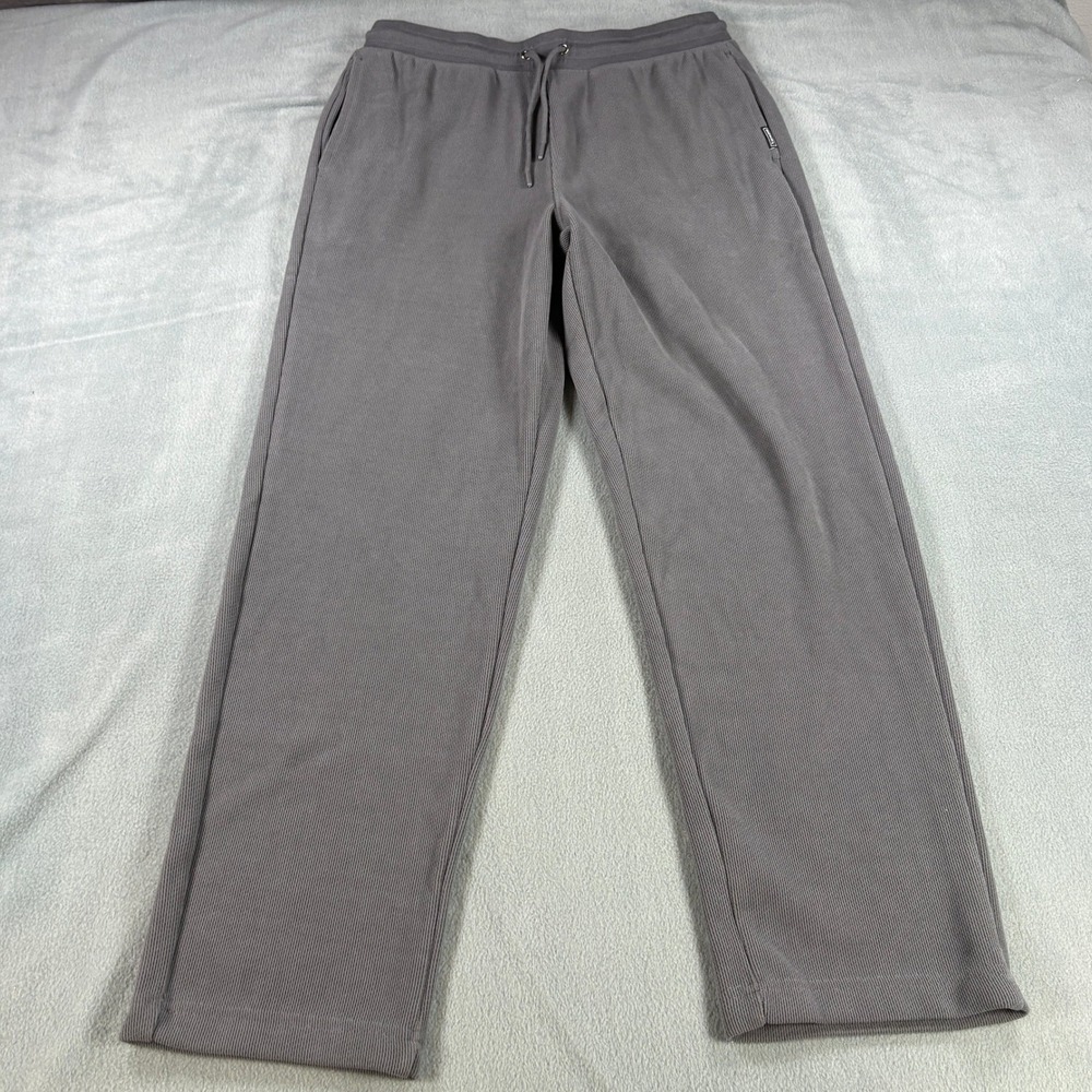 Eddie Bauer Lounge Mens Medium Gray Ribb Knit Drawstring Jogger Pant EM35KB010C